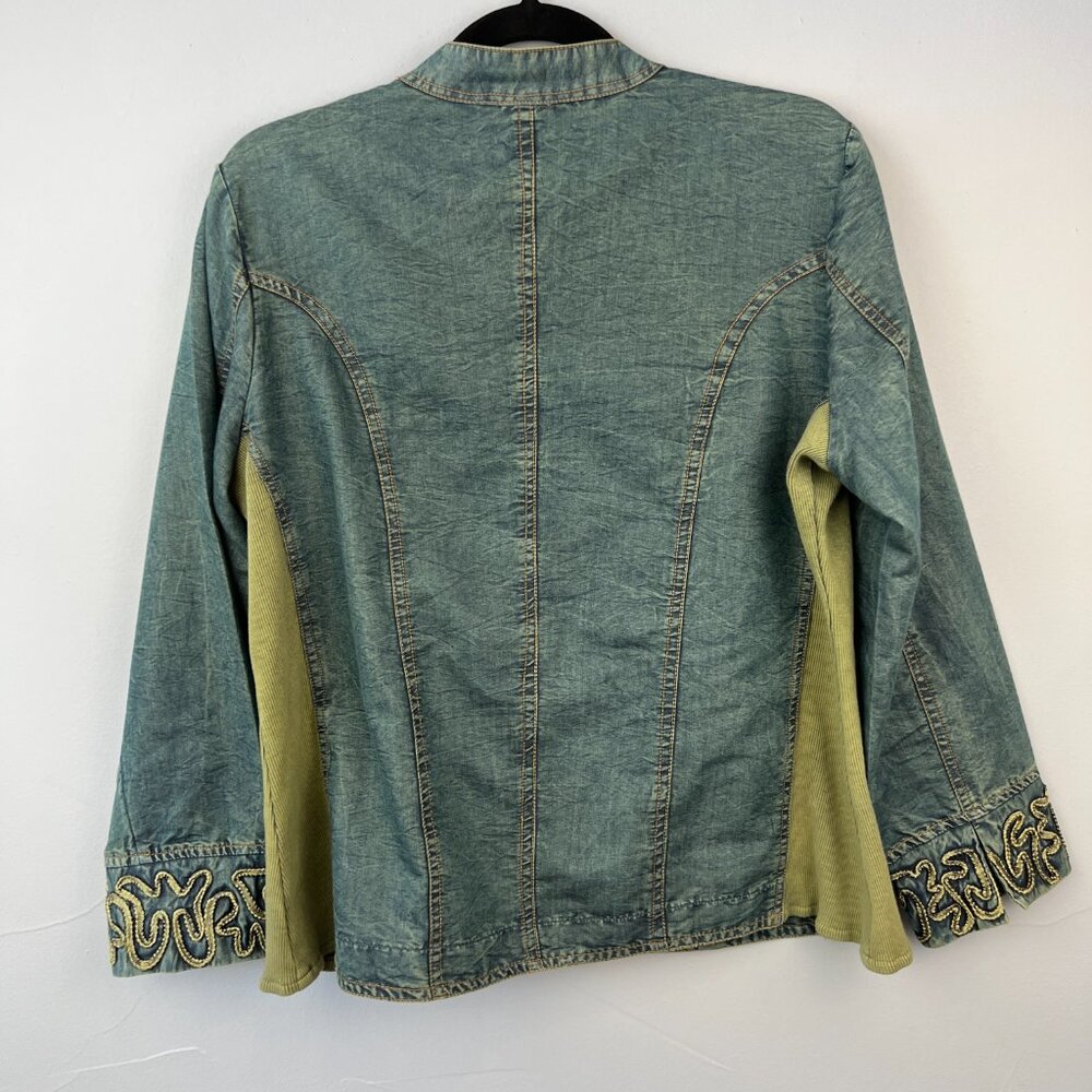 Parsley & Sage Mixed Media Button Front Boho Deni… - image 7